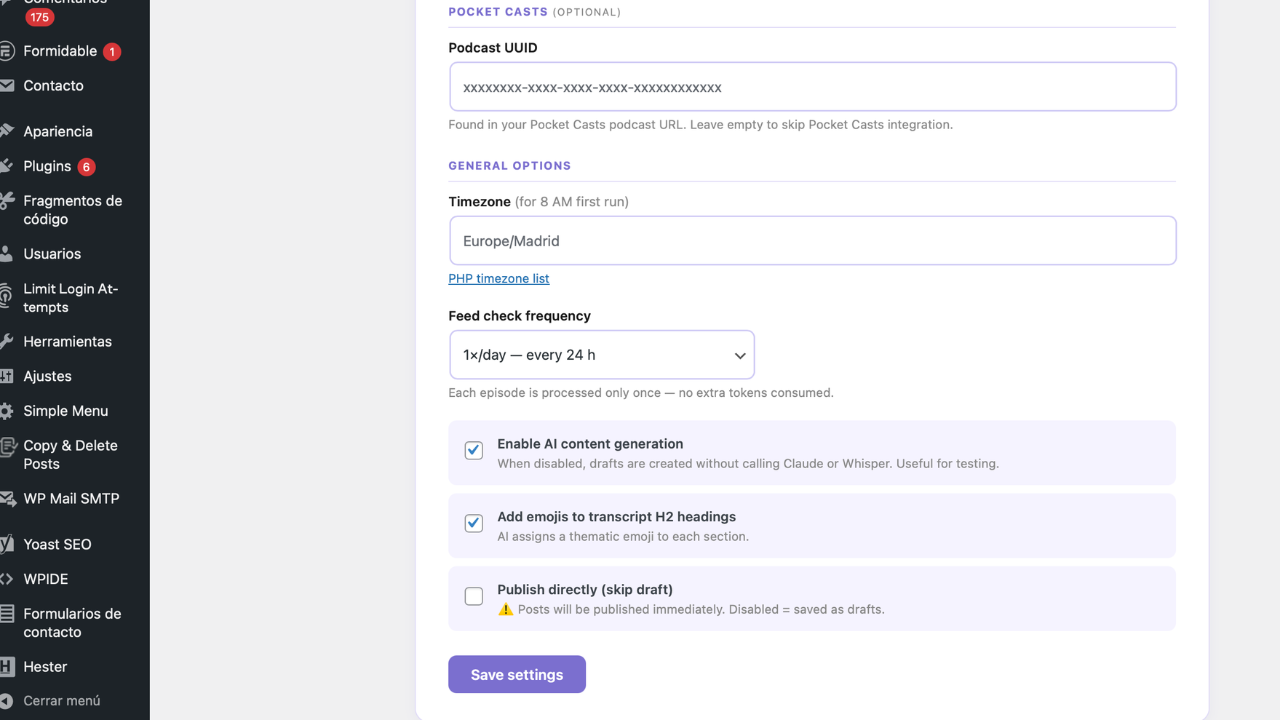 CastFlow General options